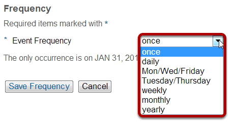 Select event frequency.