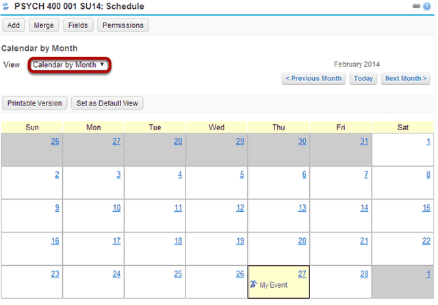 Calendar by month.