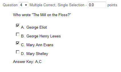 Multiple Correct, Single Selection