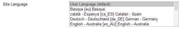 Select site language.