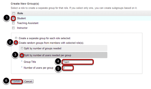 Create random groups by number of users per group.