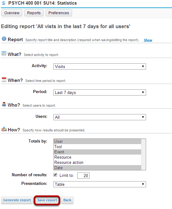 Modify report and save.