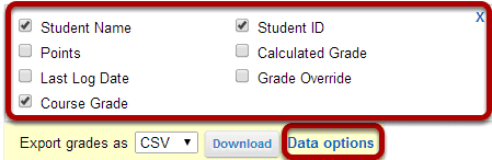 Data Options.