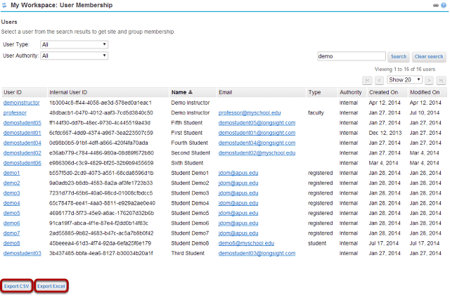 Click Export CSV or Export Excel.