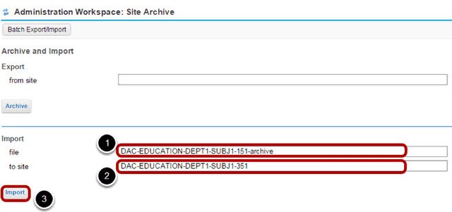 Enter the import information and Import.