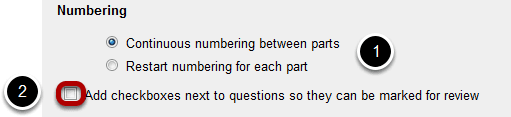 Layout and Appearance: Numbering and allowing Mark for Review.