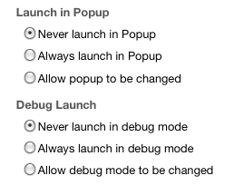 Popup/debug