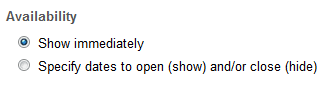 Choose Availability settings.