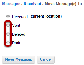 Select the new folder for the message.