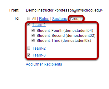 Choose recipients by group.