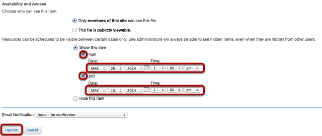 Specify dates.