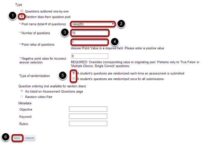 Choose Random draw from question pool.