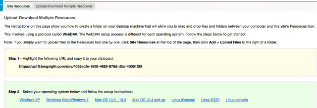 WebDAV instructions will display.