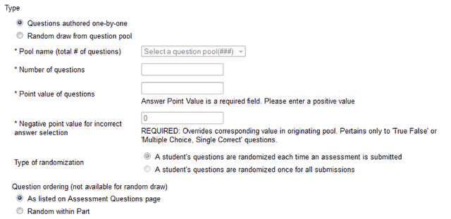 Choose a linear Part or a random-draw set of questions.